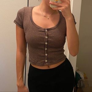 BRANDY MELVILLE STRIPED CROP TEE